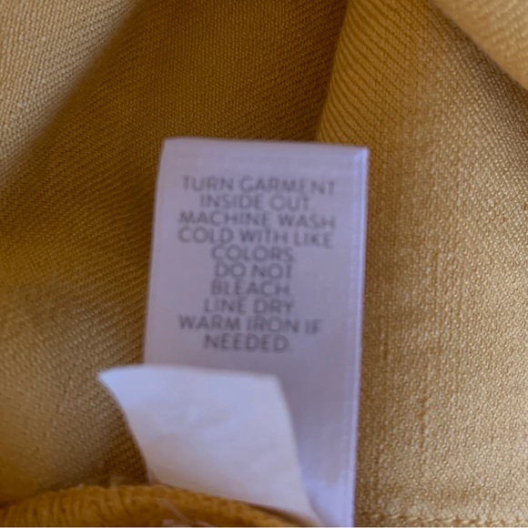 J. JILL YELLOW LINEN BLEND DRAWSTRING JACKET BUTTON FRONT WITH POCKETS - Picture 8 of 15